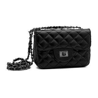 Bolsa Baby Feminina Alca Transversal Com Corrente Metalasse Tampinha
