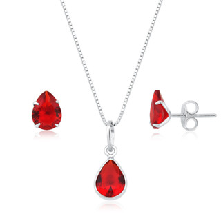 Conjunto Colar e Brinco Gota Prata 925