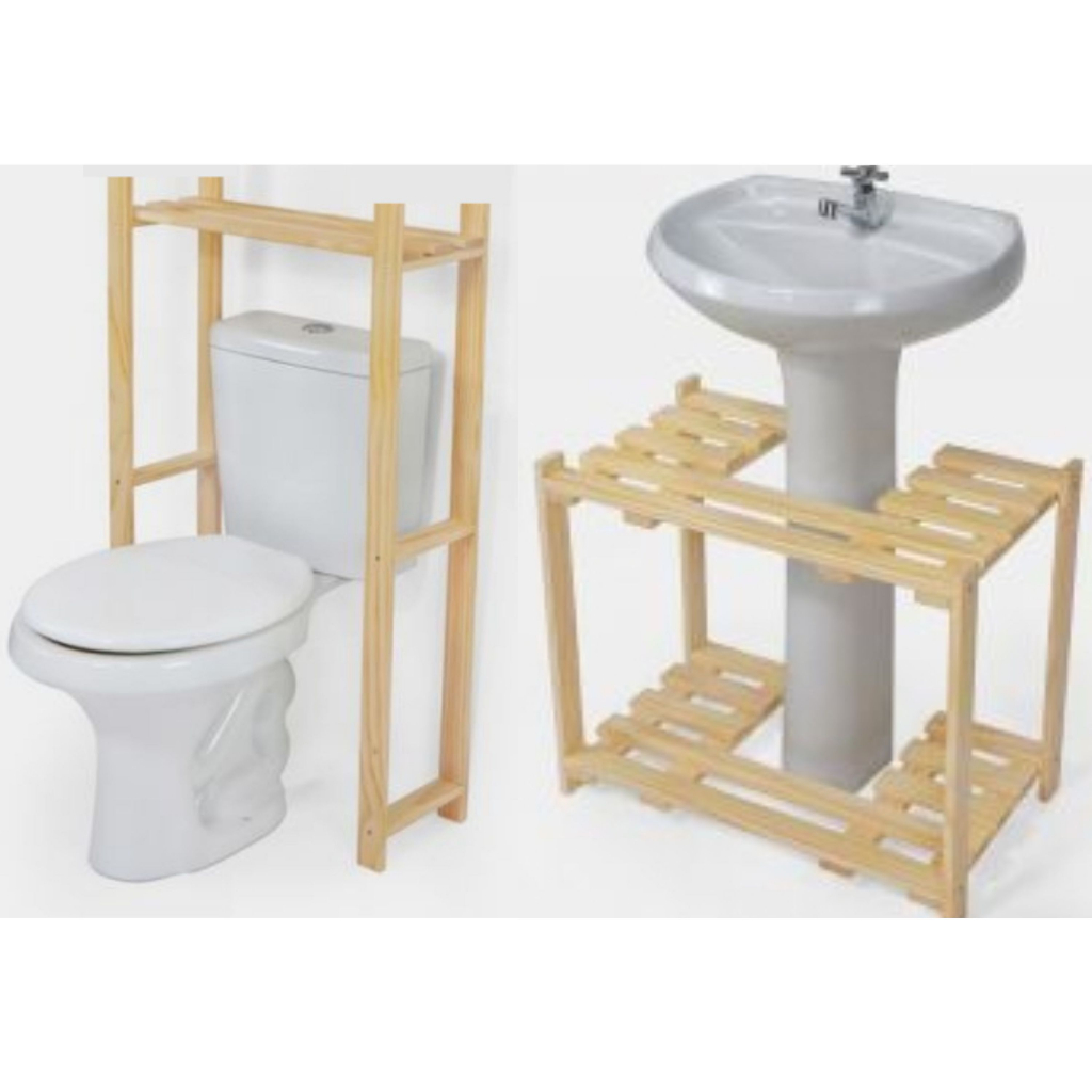 KIT Estantes Organizador Banheiro Coluna Pia Vaso Sanitário Gabinete