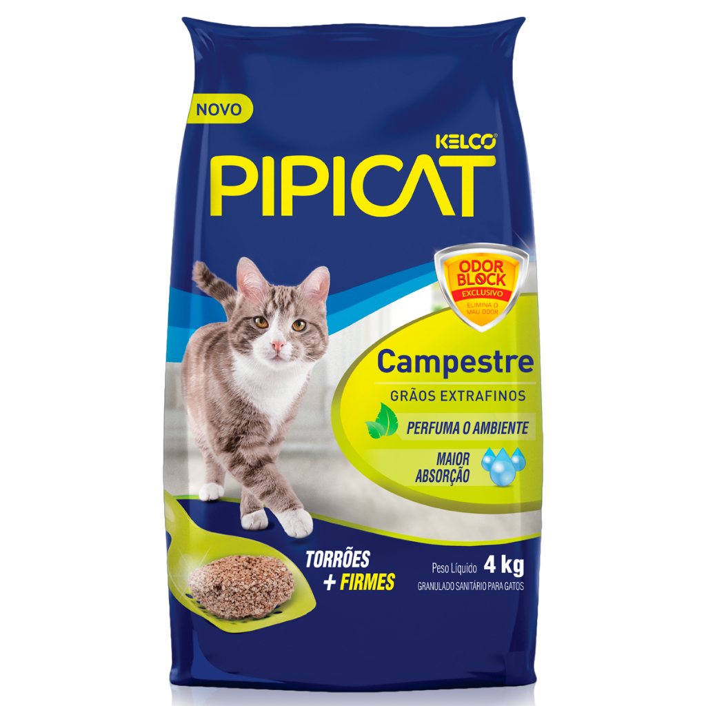 Areia Higiênica Pipicat Campestre Grãos Extra Finos 4 kg