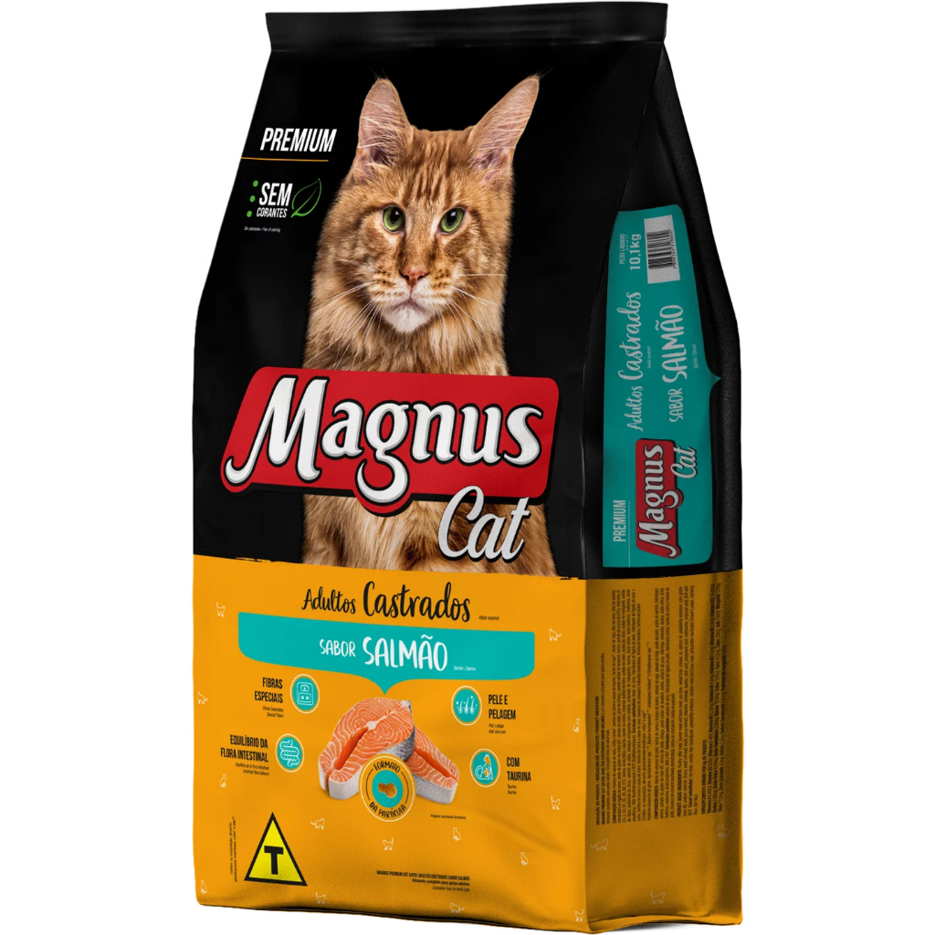 Kit 2 Rações Magnus Cat Gato Castrado Salmão 1 kg