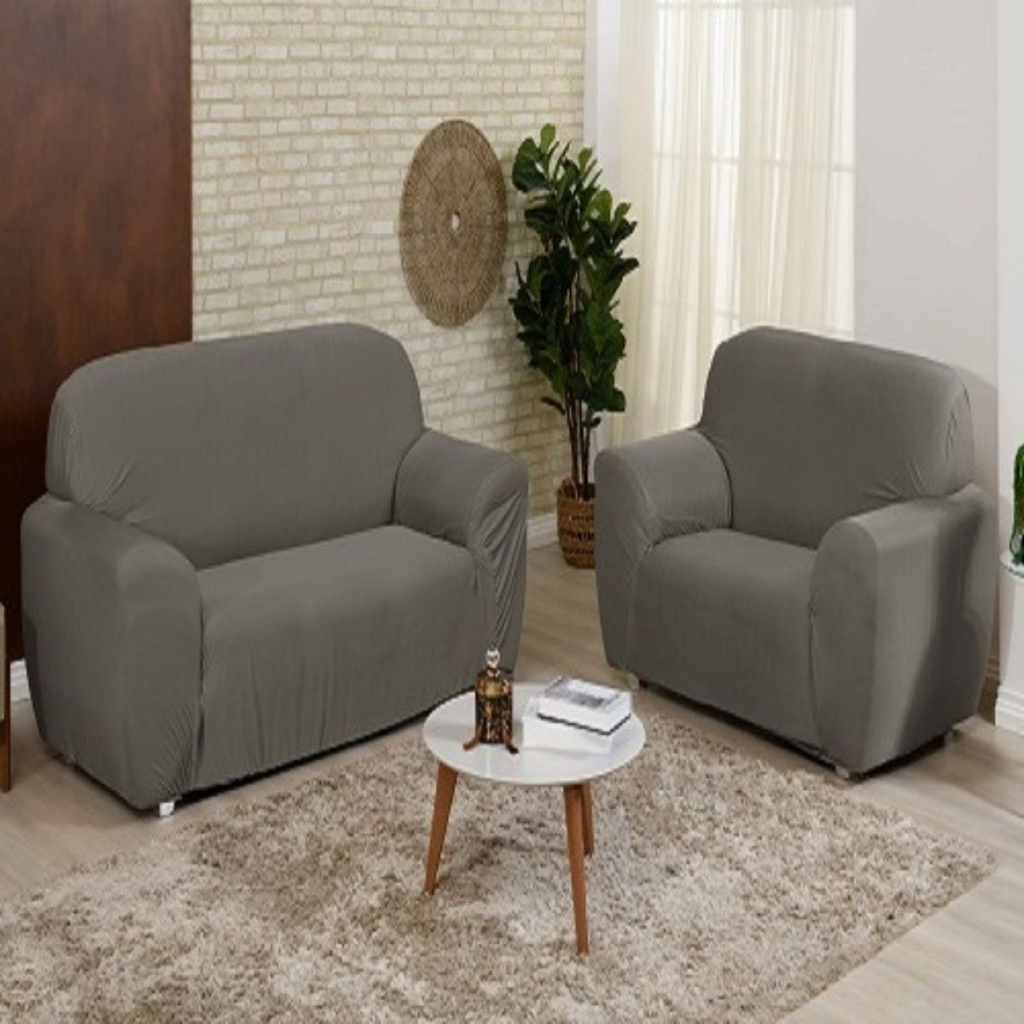 Capa de Sofá 3 e 2 lugares em Malha Gel Fria Helanca Lisa Coladinho Protetor