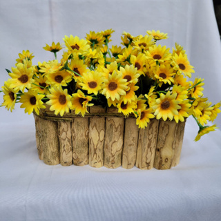 Vaso Cachepô Jardineira 15x30cm (2 Crisântemos) Madeira Café Rústico em Oferta na Shopee