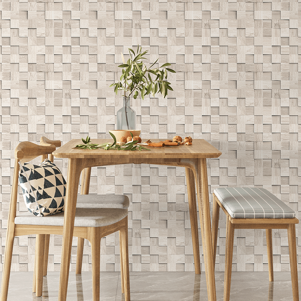 Papel de Parede Adesivo Lavável Madeira Entrelaçada Painel 3D 3m x 50cm