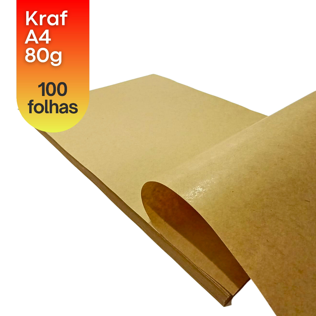 Papel Especial Pardo Kraft 80g A4 | Embalagem 100 Folhas
