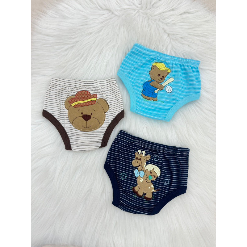 Kit 3 Cueca Tapa Fralda Masculina Algodão RN Recém Nascido Bebê Ref:091