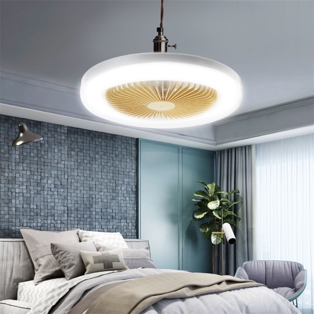 Ventilador De Teto Com Led Lâmpada Novo Com Controle Remoto Luz Branco 36w