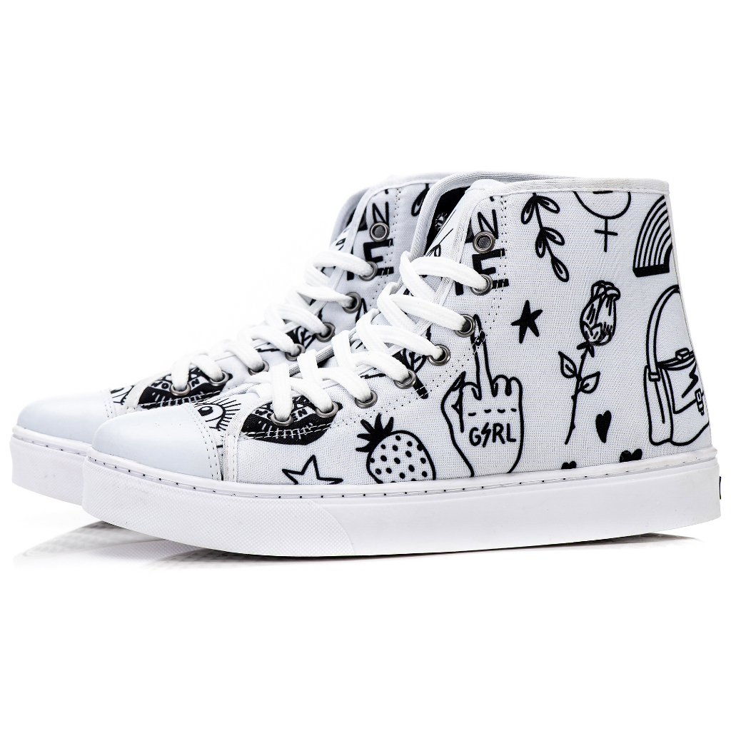 Tênis Cano Alto Estampado Feminino Girl Estampado Flor Pronta Entrega