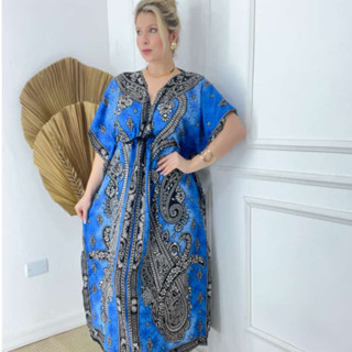Kaftan Indiana Moda Hippie Boho Viscose Ajustável