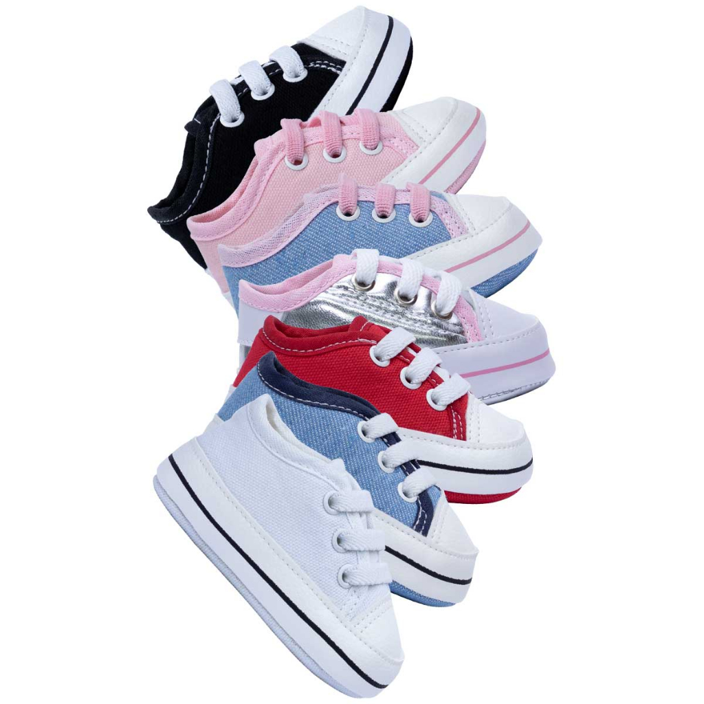 Kit 02 Pares Tenis Bebe Star Menino Menina Sapatinho Calce Facil 01.02