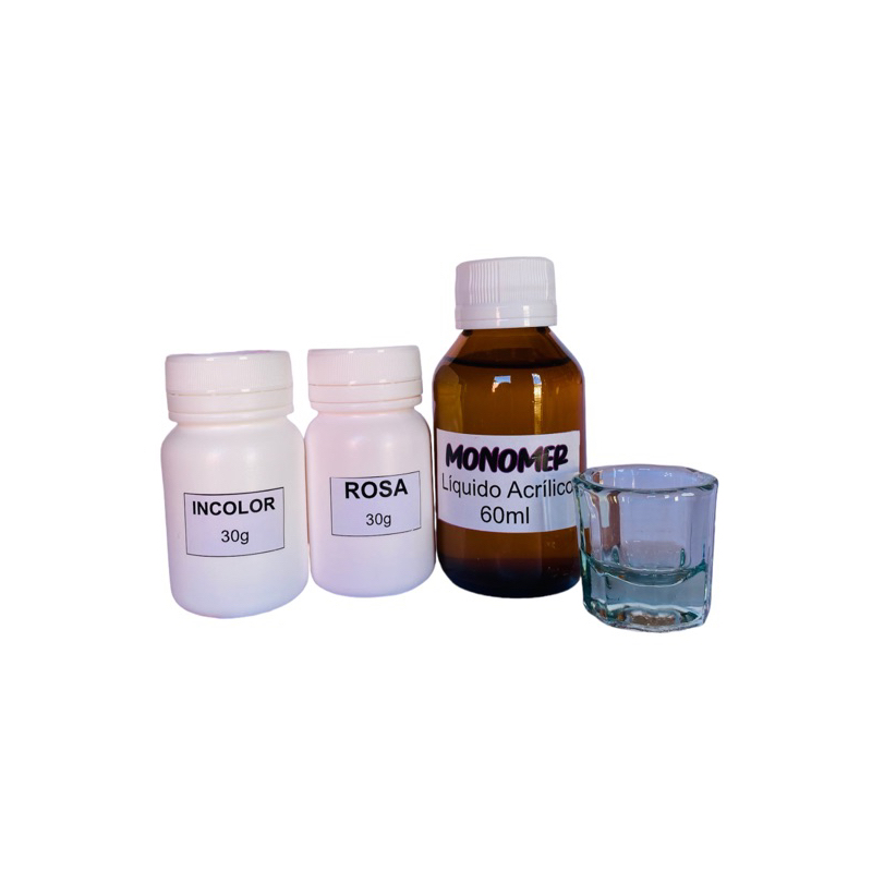 Po acrílico  para alongamento de unhas kit pó + liquido  60ml monomer + 60gr