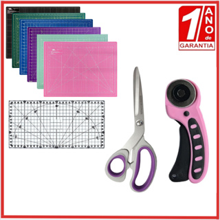 Kit Patchwork Base 22x30, 30x45, 60x45 ,90x60cm + Cortador 45mm + Régua 05x30cm , 05x60cm + Tesoura em Oferta na Shopee