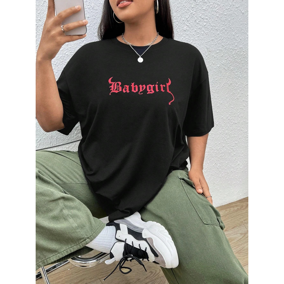 Camiseta Baby Girl Oversized Feminina Manga Curta Streetwear Básica