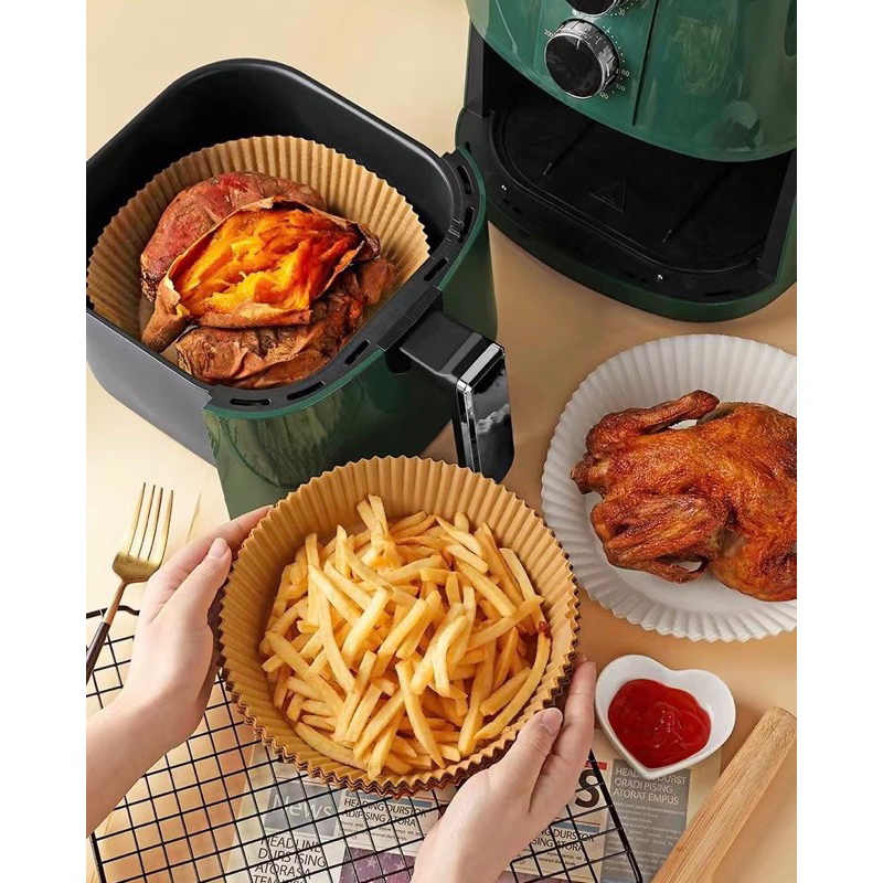 Forma Descartável Para Fritadeira Air Fryer Em Papel Antiaderente Redondo