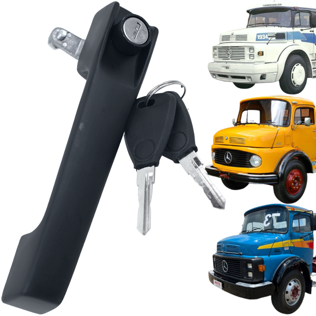 Maçaneta Externa da Porta Preta com Chave Caminhão MB - Universal Automotive | Piqueri Autopeças