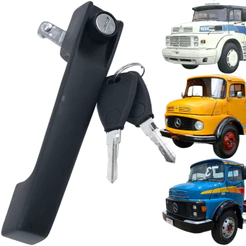 Maçaneta Externa da Porta Preta com Chave Caminhão MB - Universal Automotive | Piqueri Autopeças