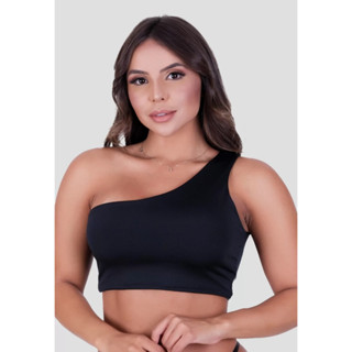 Cropeed Um Ombro Só Canelado Cropped Mula Manca Top Alça Única Blusinha Feminina