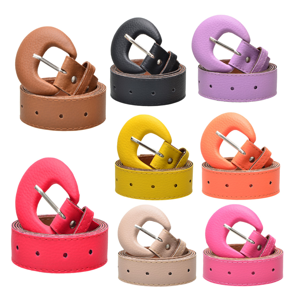 Kit 8 Cintos Femininos 1,10 cm  Varias Cores Moda Verão Feminina Meia Lua Varias Cores  Elegância