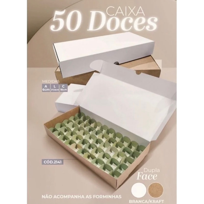10 CAIXA 50 DOCES OU SALGADO BRANCA 37,5X18X6 CM ALTURA SEM VISOR em Oferta na Shopee
