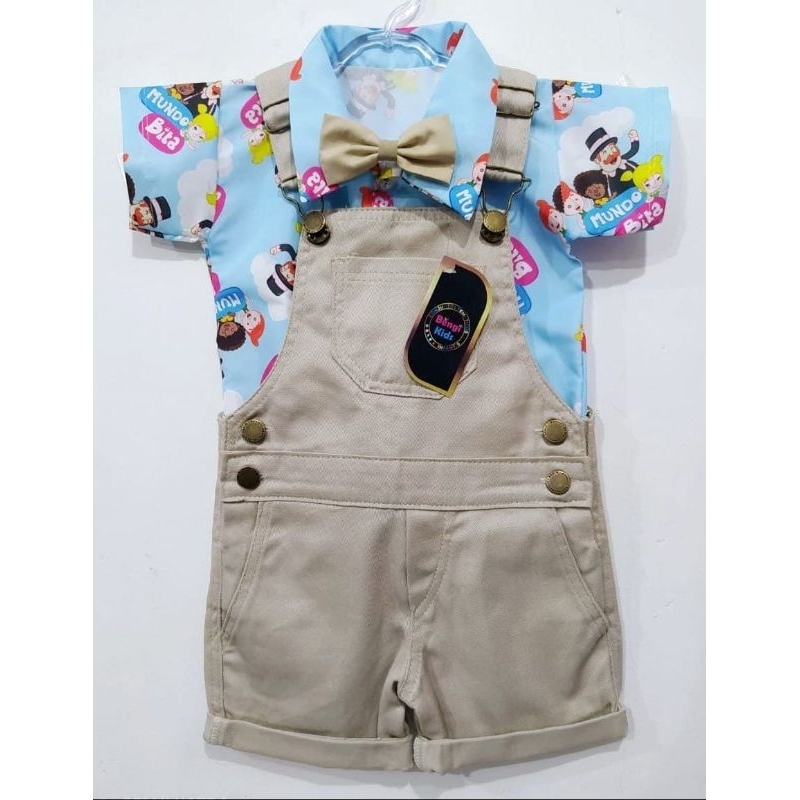 MUNDO BITA ROUPA TEMÁTICA JARDINEIRA CONJUNTO INFANTIL em Oferta na Shopee