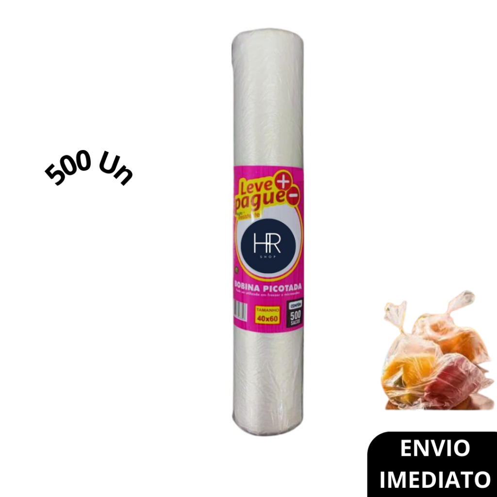 Bobina Plástica Picotada Saco Plástico 7 kg, 500 Un Mercado Freezer 35x50cm