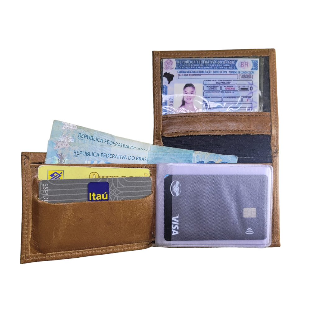 Carteira  Em L Pequena /Somente  CNH/Couro Legítimo/ Porta Cartões/ Fotos Reais em Oferta na Shopee