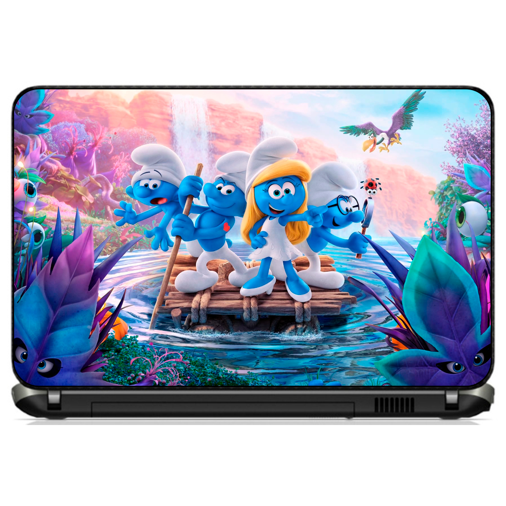 Adesivo Skin Pelicula Personalizado Notebook Macbook Tablet Os Smurfs [ 03 ] Serie Desenho Azul Vila Filme Infantil