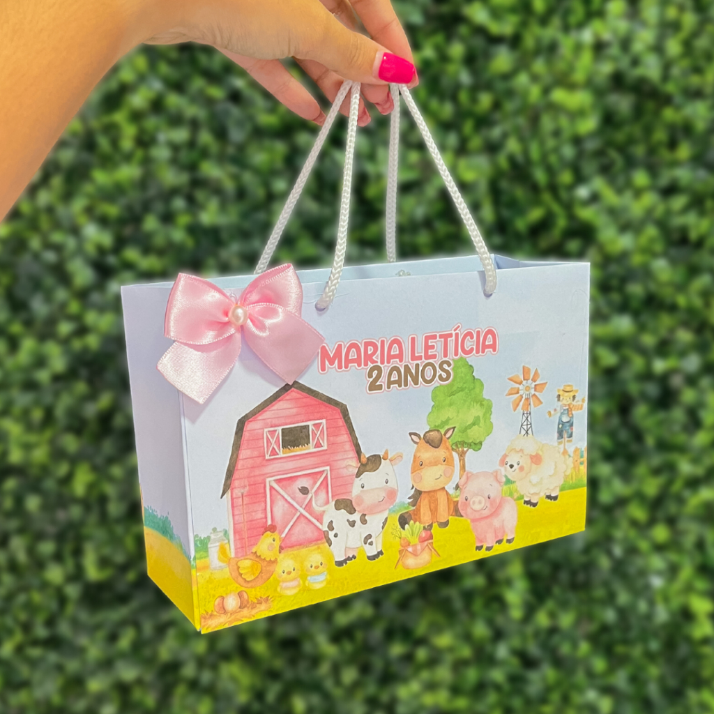 Sacolinha Surpresa Fazendinha Rosa | Lembrancinha Personalizada Lancheirinha | Festa | Aniversário