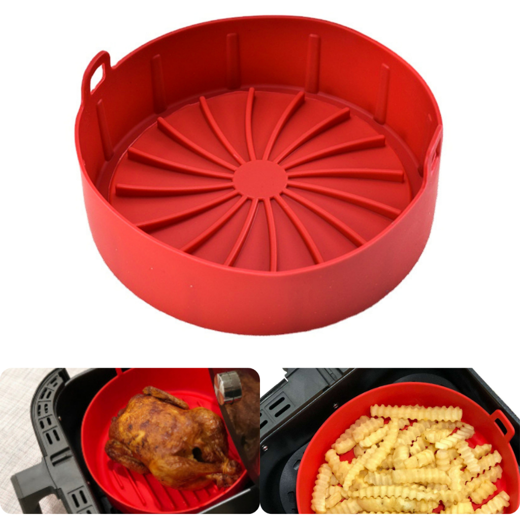 Forro Forma Cesto Proteor De Silicone Andiaderente Reutilizavel Flexivel Pra Fritadeira Elétrica Air Fryer Forno Micro-ondas Com Alça Para Cozimento E Fritura Redonda Quadrada Air Frire Air Fraire Airfraire airfryer air fry air frier Mondial Britania Phil