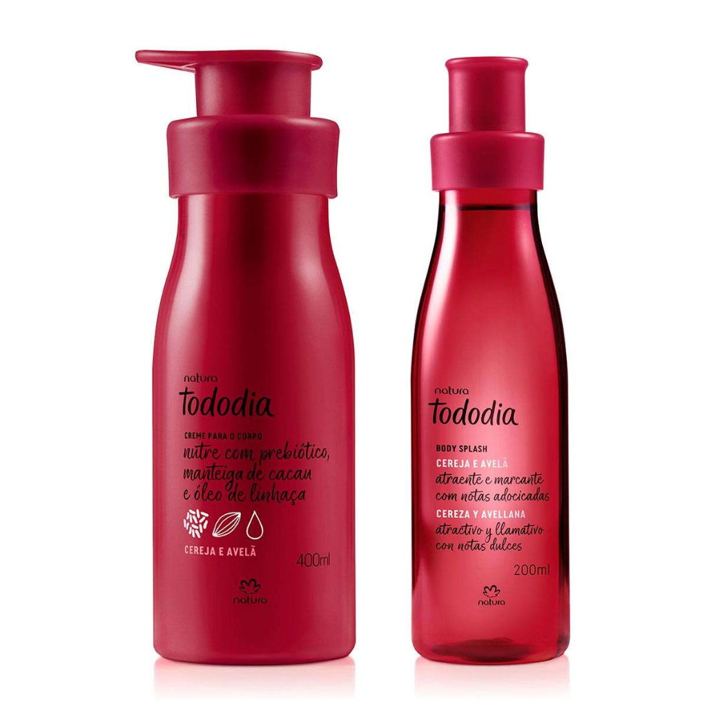 Conjunto Tododia Cereja e Avelã Natura: Creme Hidratante Corporal 400 ml + Body Splash 200 ml
