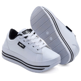 Tênis Feminino adulto plataforma casual leve e confortável preto branco nude