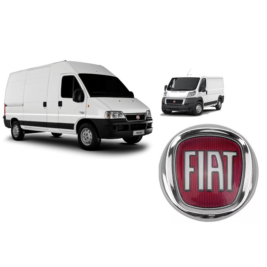 Emblema Grade dianteira linha Fiat Ducato medida 12cm - Grade e porta malas logotipo vermelho logomarca