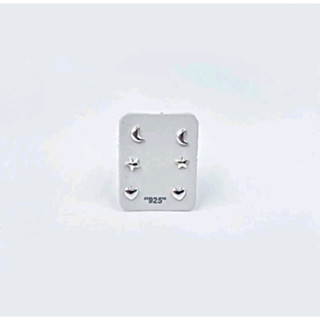 Brincos Kit Trio prata 925 Lua Coração Estrela 3 Pares