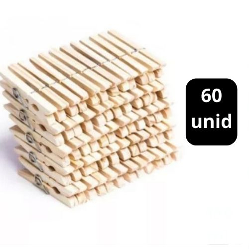Kit 60 Prendedor de Roupa Varal Madeira Pregador 60 Unidades Barato Artesanato Grampos em Oferta na Shopee