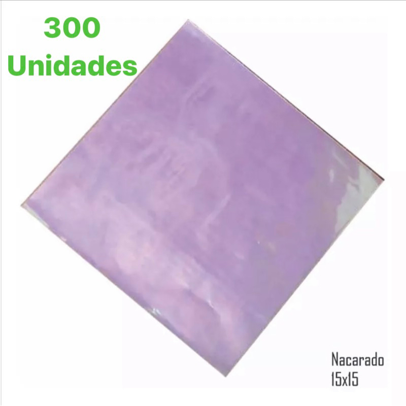 300 Folhas Celofane Poli Nacarado Furta-cor 15x15 off em Oferta na Shopee