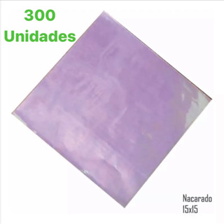 300 Folhas Celofane Poli Nacarado Furta-cor 15x15 off em Oferta na Shopee