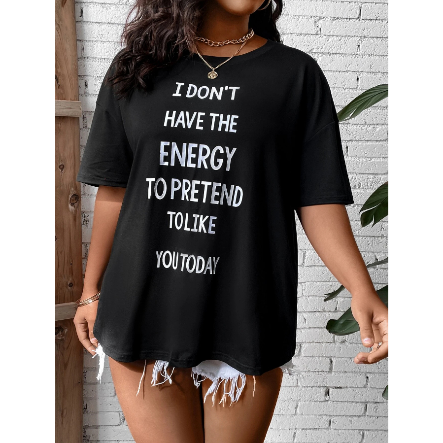 Camiseta Oversized I Dont Have The Energy Frase Estampada Não Tenho Energia Life Style 