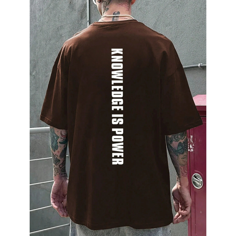 Camiseta Knowledge Is Power Oversized Unissex Manga Curta Aesthetic Casual Básica