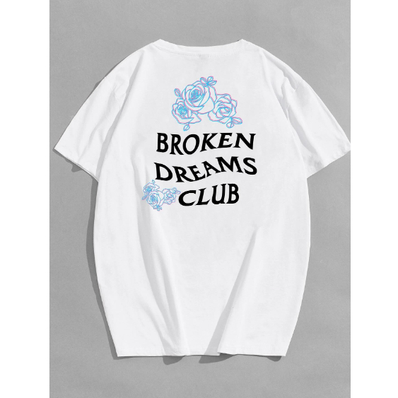 Camiseta Broken Dreams Club Estampa Flores Manga Curta Aesthetic