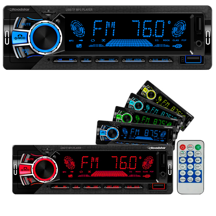 Som Automotivo Roadstar Rs-2751br Plus Usb, Bt E Leitor De Cartão Sd