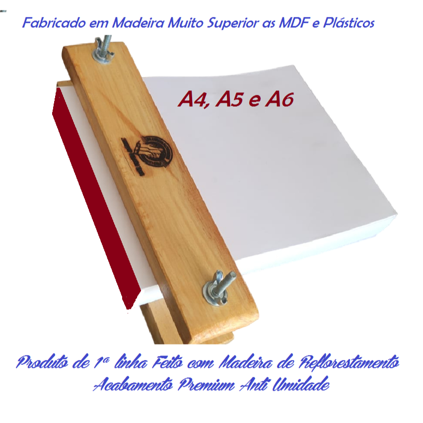 Prensa de Madeira p/ Blocagem Bloquinhos Pedidos de Papel  A4, A5 e A6  Morsa p/ Fazer Blocos de Papel