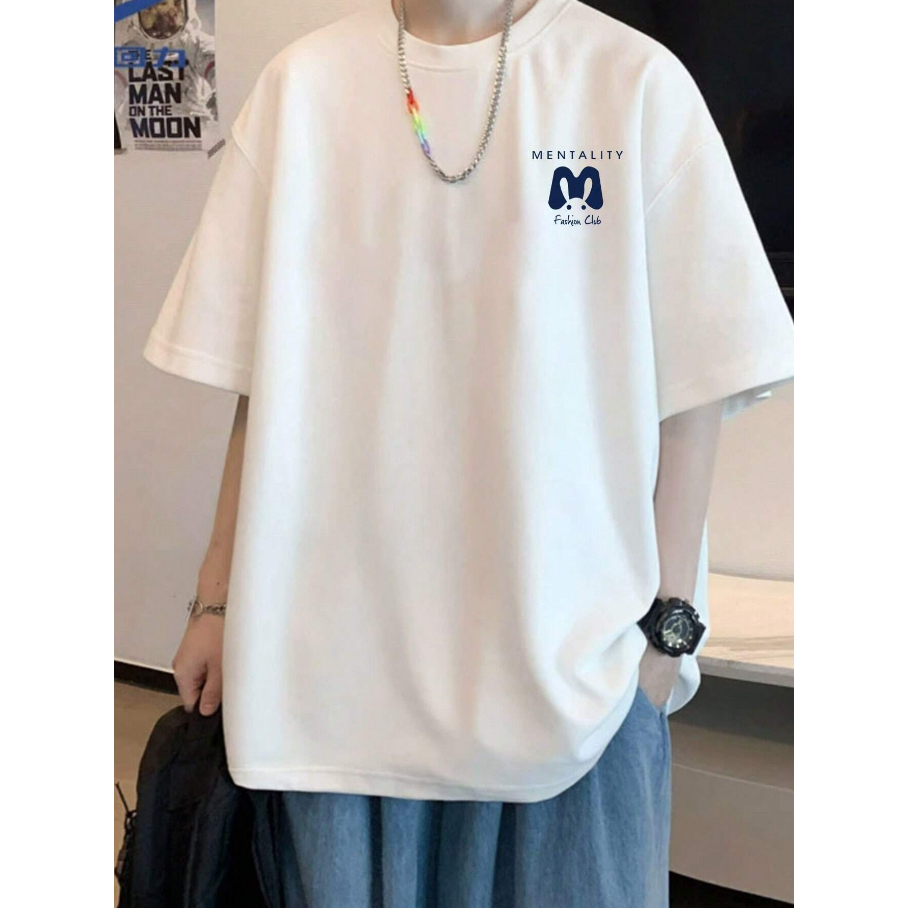 Camiseta Mentality Estampada Masculina Blusa Larga Streetwear Manga Curta Unissex