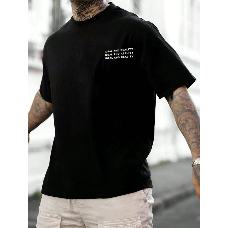 Camiseta Ideal And Reality Streetwear Realidade Aesthetic Oversized Unissex