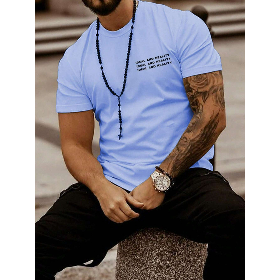 Camiseta Ideal And Reality Oversized Longline Masculina Manga Curta Básica Retro
