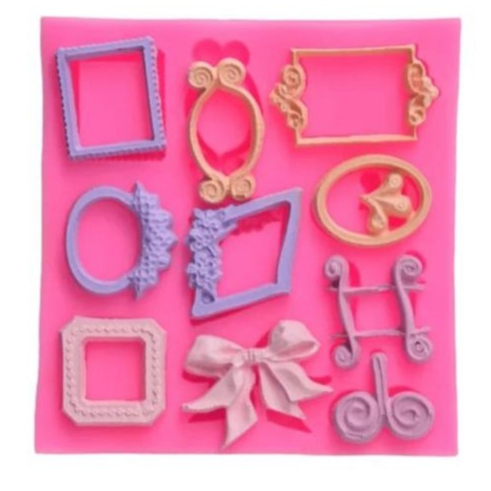 Molde Espelhos Quadros  Em Silicone Pasta Americana Biscuit Chocolate Artesanato Sabonete Confeitaria Molduras Arabesco Barroco