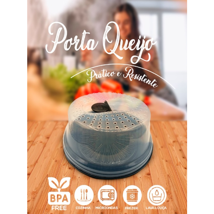 Porta Queijo Queijeira em Plástico 20cm Resistente com Tampa