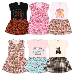 Kit 1 Vestido Sortido Menina Infantil Feminino Cotton Tamanho 1 ao 10