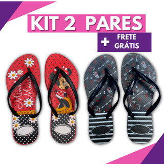 Kit 2 Pares Chinelo Sandália Feminino alcinha fina Confortável Leve Macio