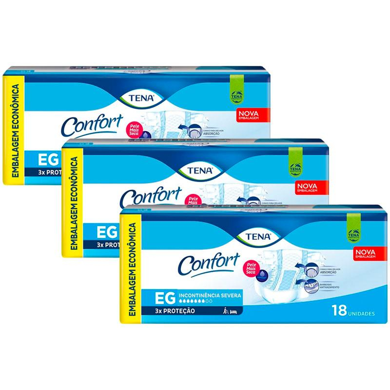 Kit 3 Fraldas Geriatricas Tena Confort EG 18un cada em Oferta na Shopee