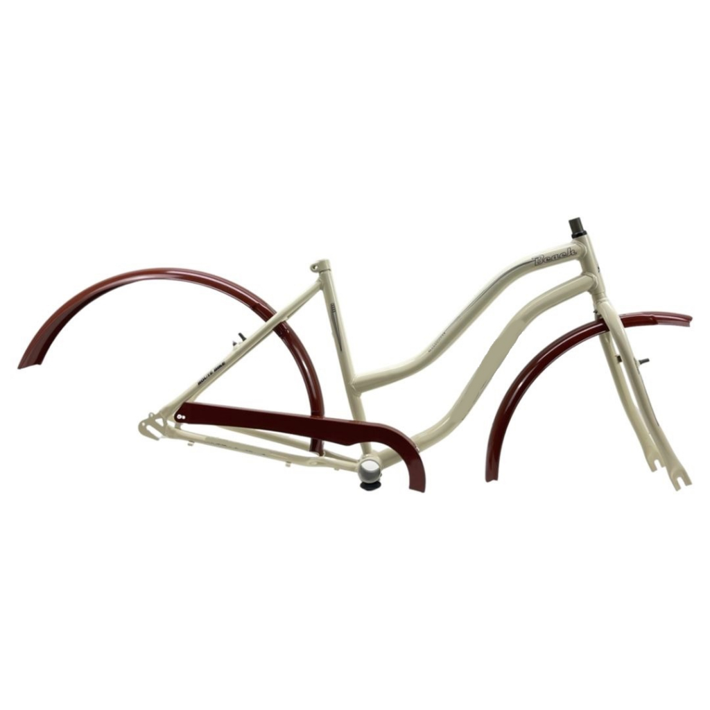 Kit Quadro De Bicicleta Em Aço Aro 26 Retro Vintage Antigo Bege Marrom Liquidaçao